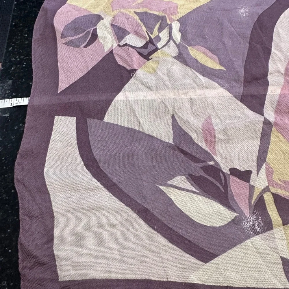 BYTU Milano Silk Scarf Geometric Floral Purple‎ Pink Whimsigoth Fairygrunge